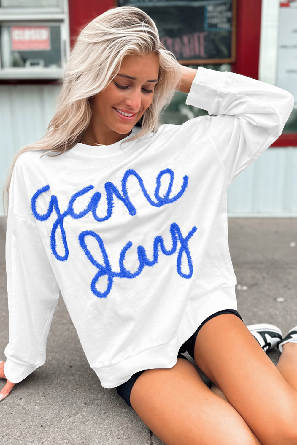 Game Day Drop Shoulder Graphic Sweatshirt