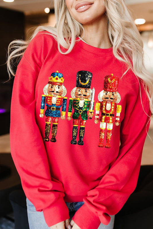 Red Christmas Metallic Nutcracker Sweatshirt