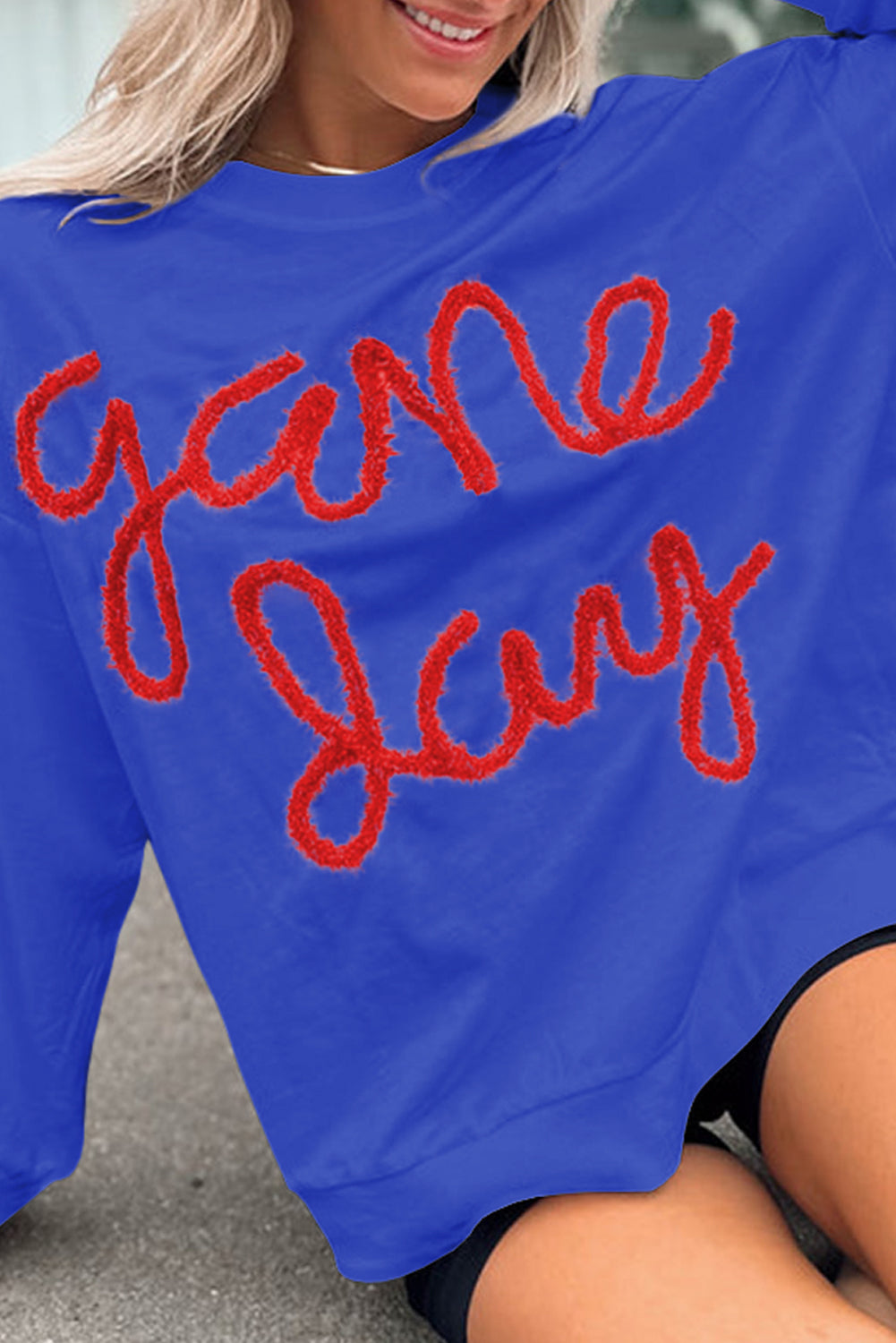 Tinsel Game Day Drop Shoulder Graphic Sweatshirt