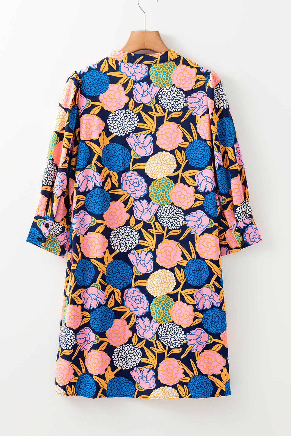 Navy Blue Hydrangea Floral Print Shift Dress