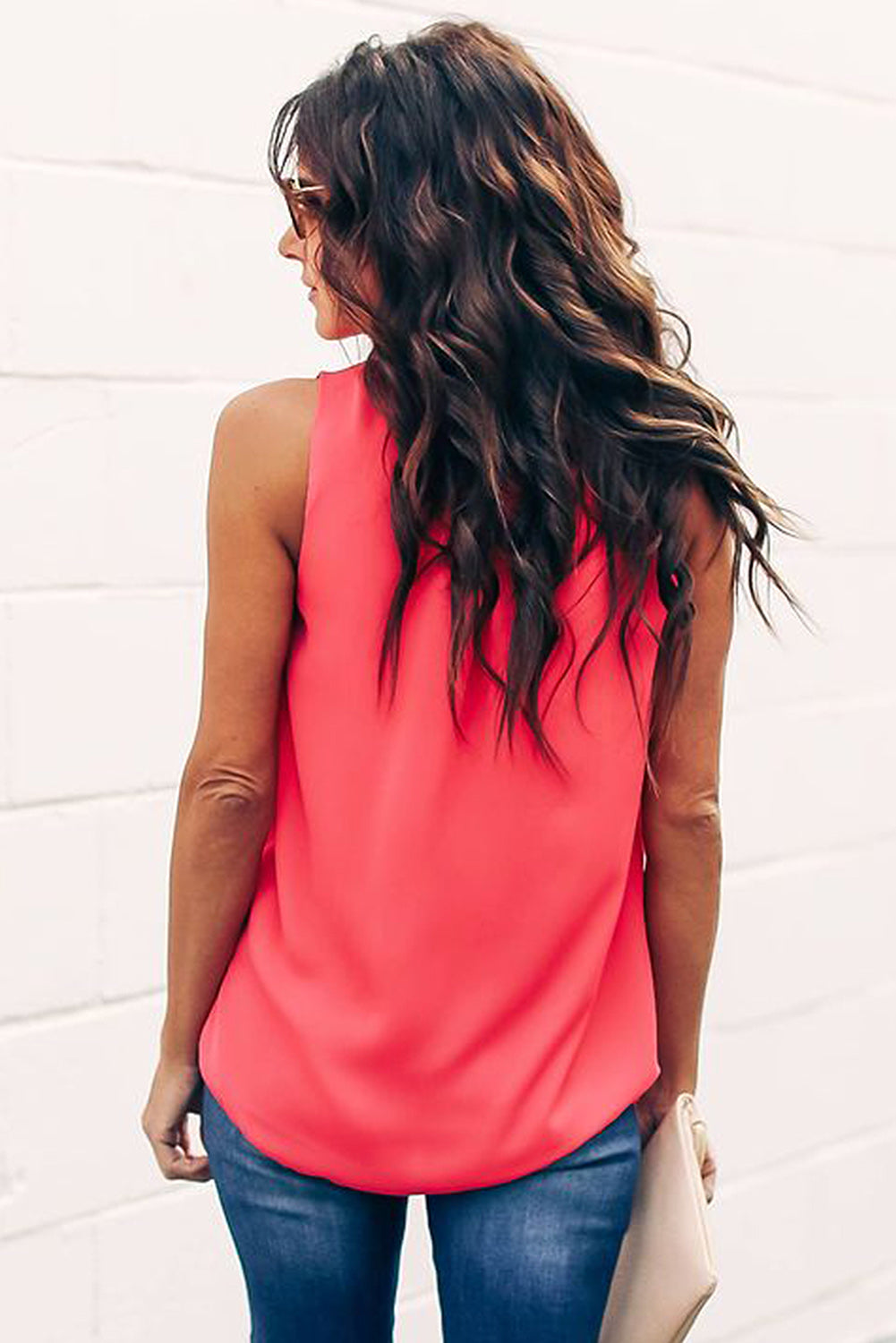 Ruffle Trim Neckline Tank Top