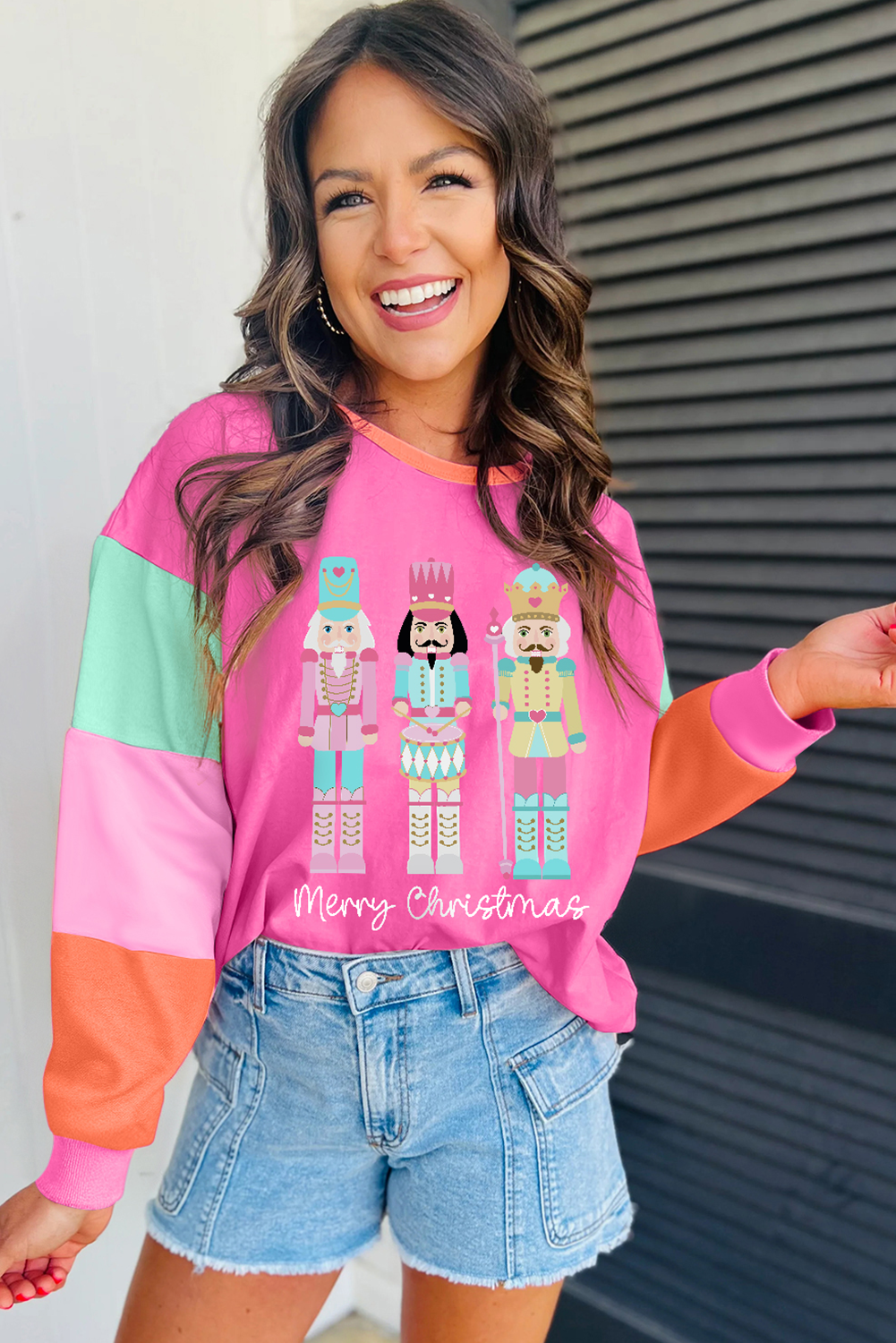 Pink Nutcracker Colorblock Long Sleeve Tee