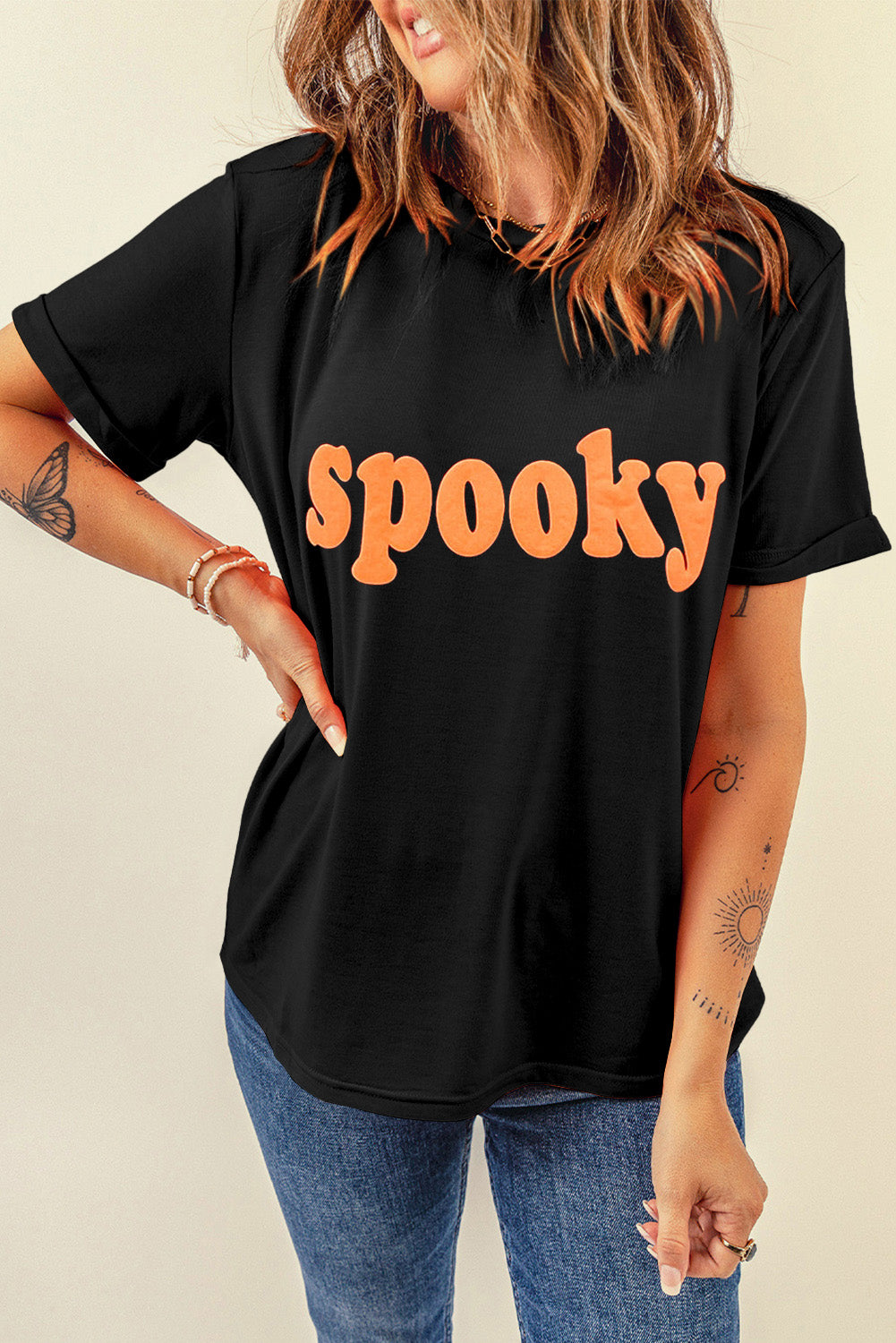 Halloween Spooky Crew Neck Casual Graphic Tee