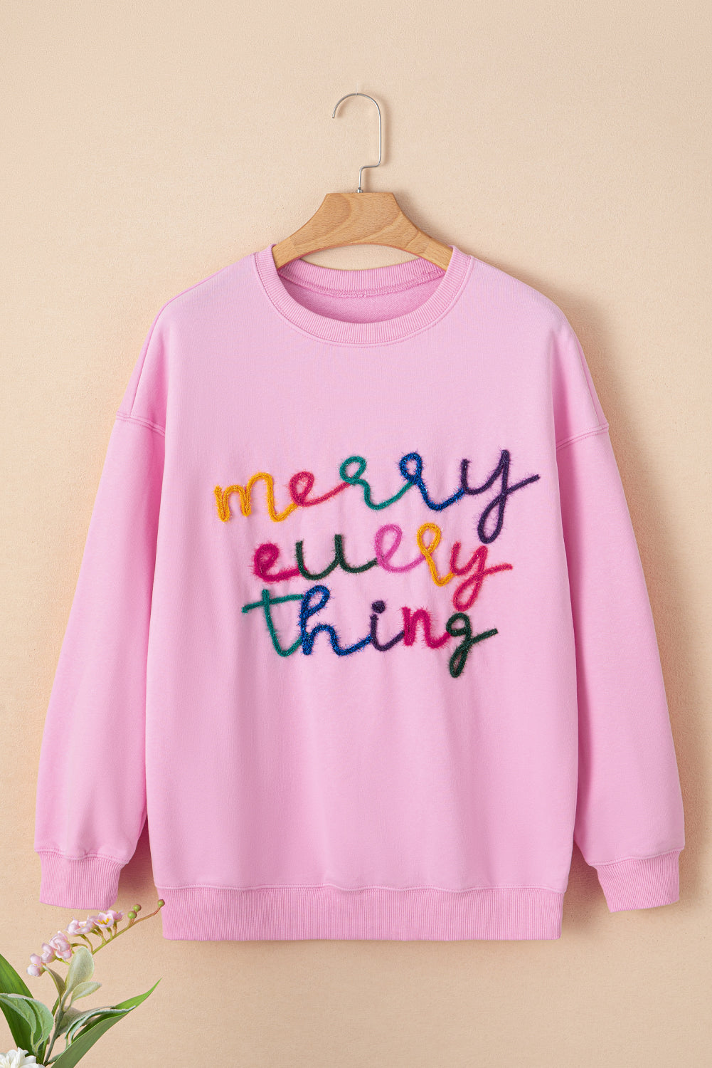 Merry Every Thing Tinsel Slogan Sweatshirt