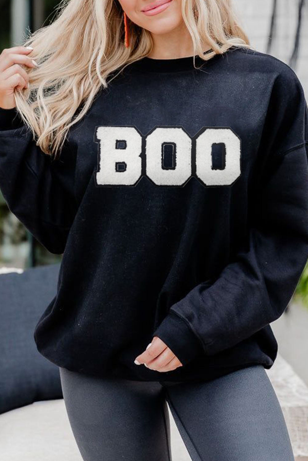 Black Chenille BOO Sweatshirt