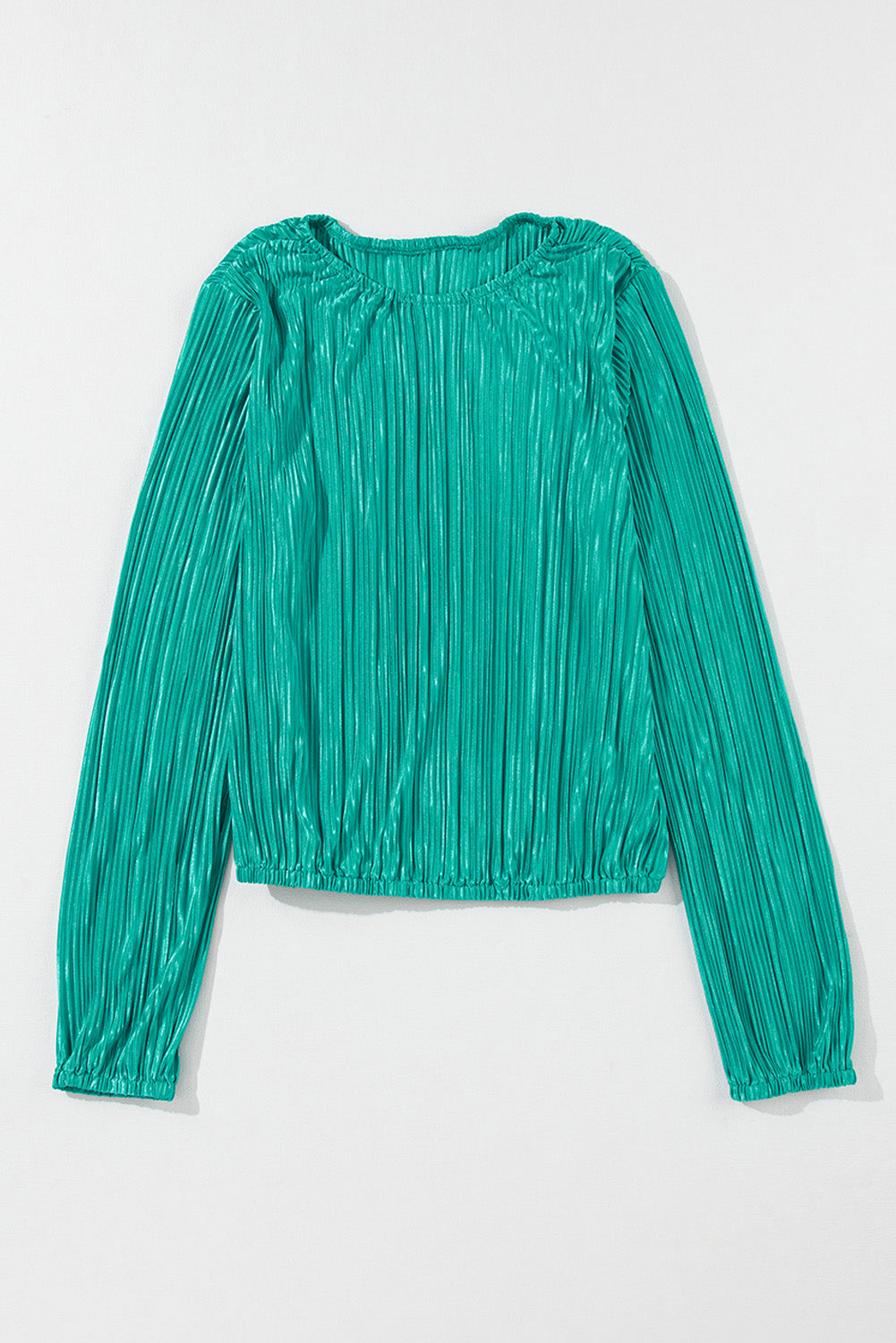 Pleated Luster Long Sleeve Blouse