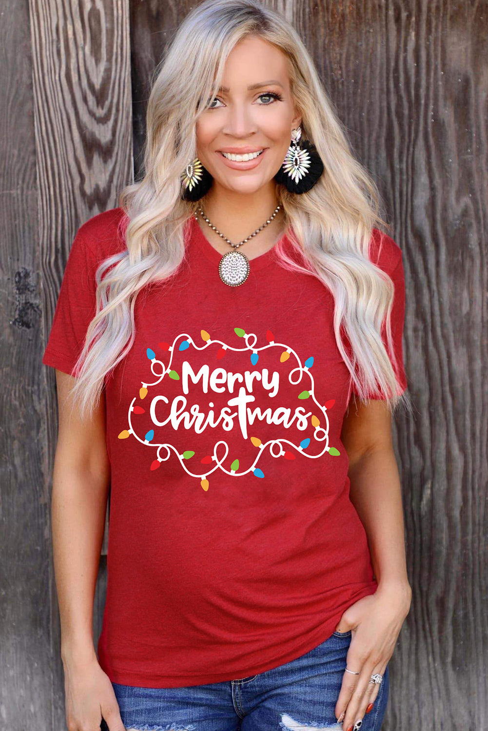 Red Merry Christmas Lights T Shirt