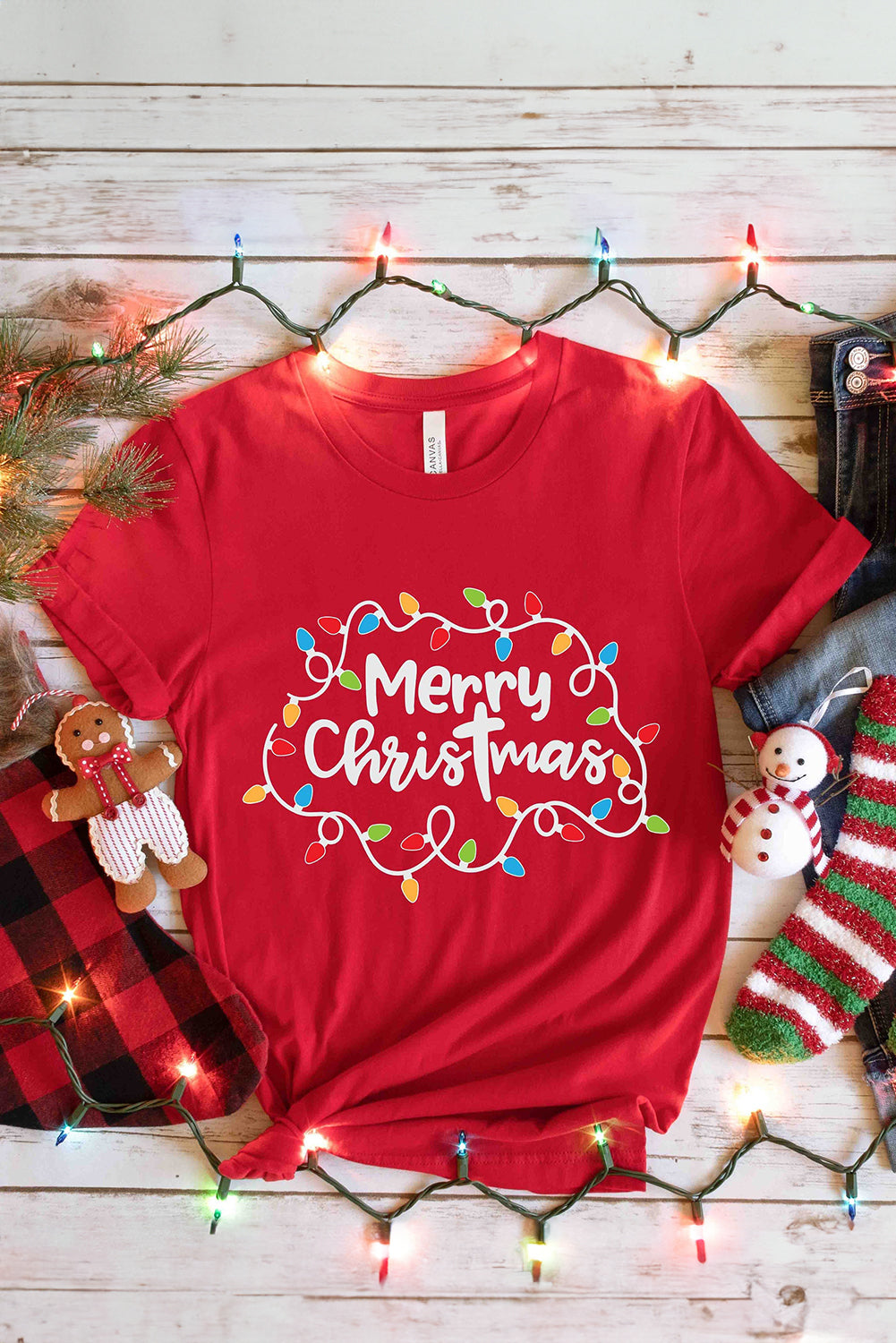 Red Merry Christmas Lights T Shirt