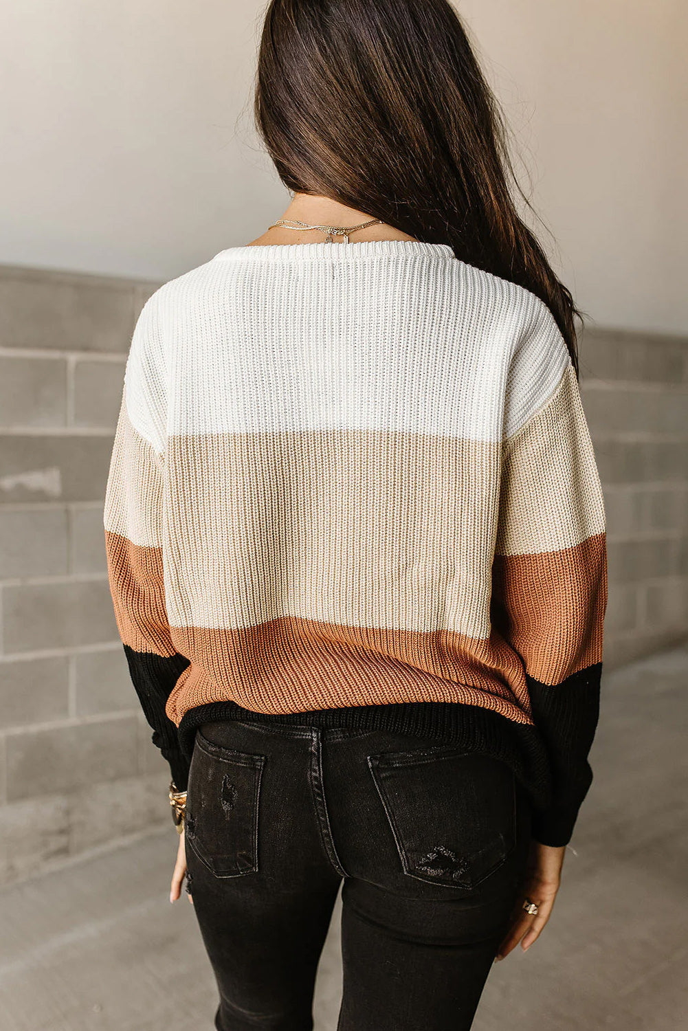 Color Block Knitted Pullover Sweater